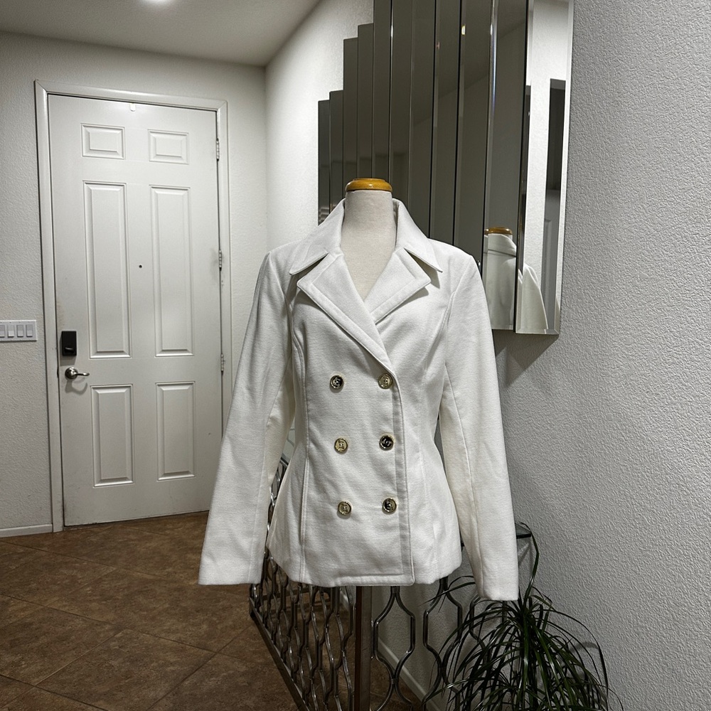Guess Ivory Double-Breasted Blazer